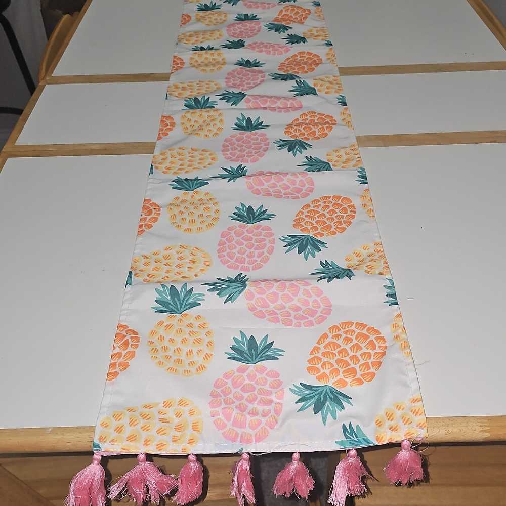 Colorful Pineapple Table Runner with Tassels